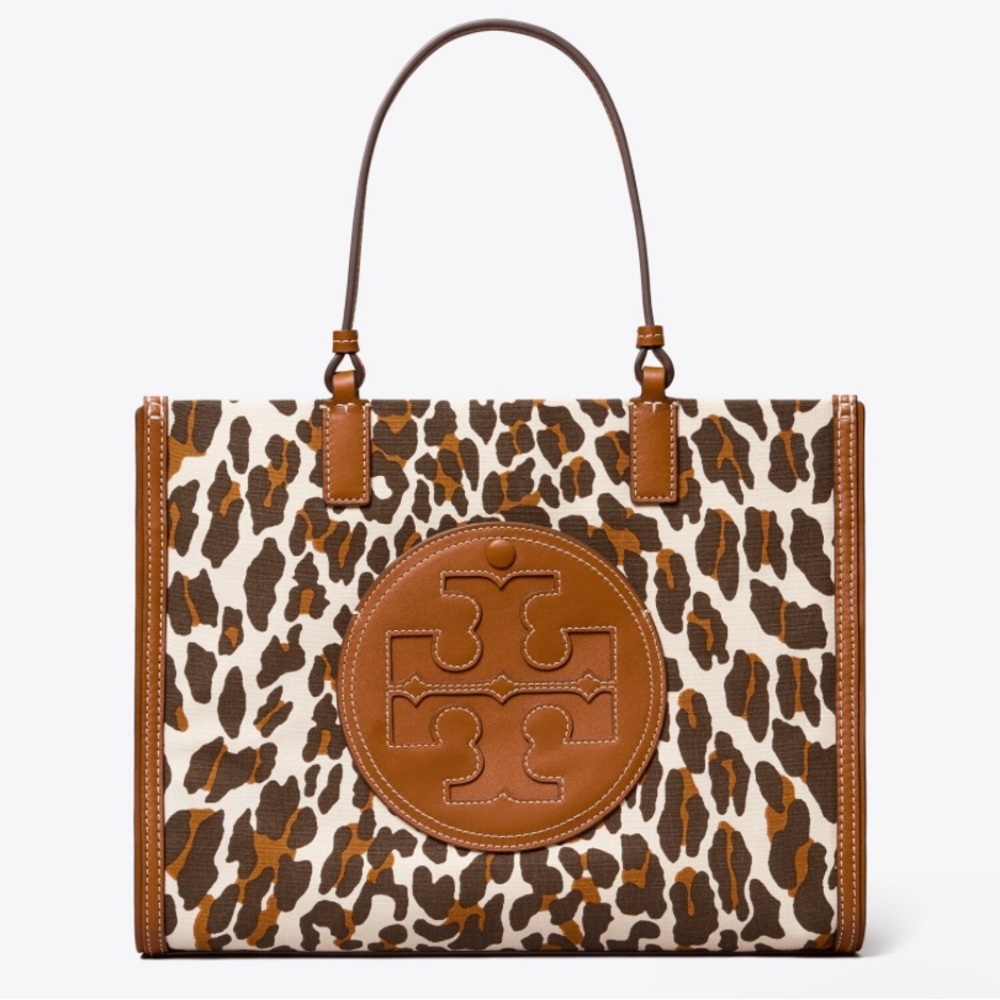 TORY BURCH ELLA REVA LEOPARD LARGE CANVAS TOTE NWT